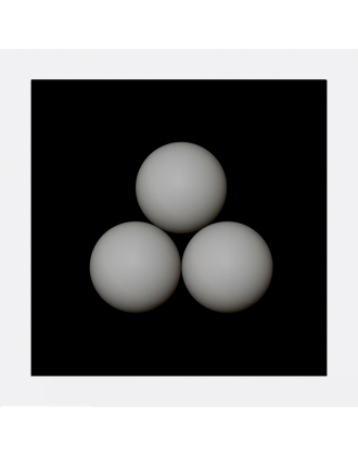 Three White Spheres on a Black Square