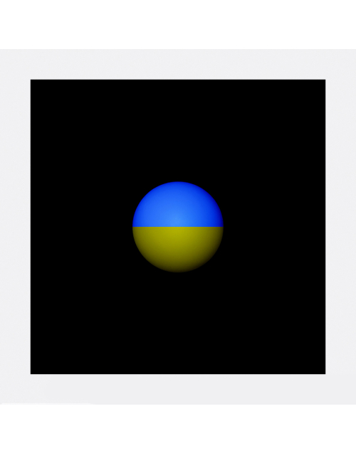 Blue-Yellow Sphere on a Black Square